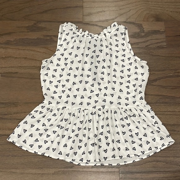LOFT Tops - LOFT White and Black Heart Ruffle Peplum Shell - Size XS